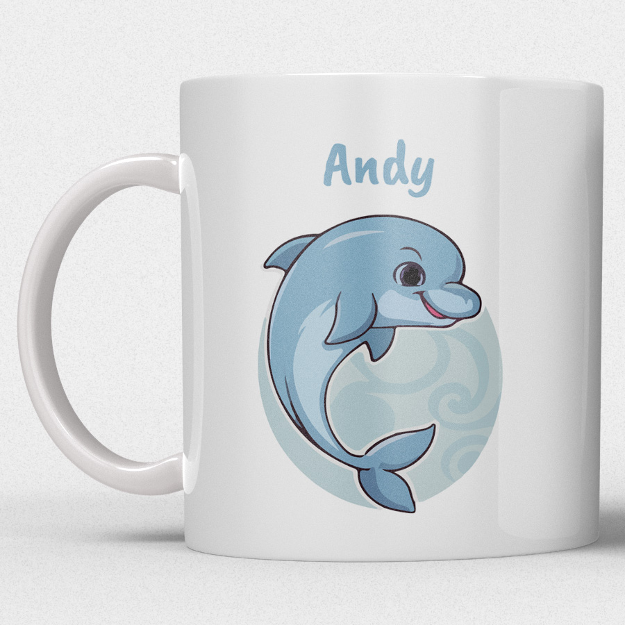 Gepersonaliseerde Mok voor kinderen met een dolfijn