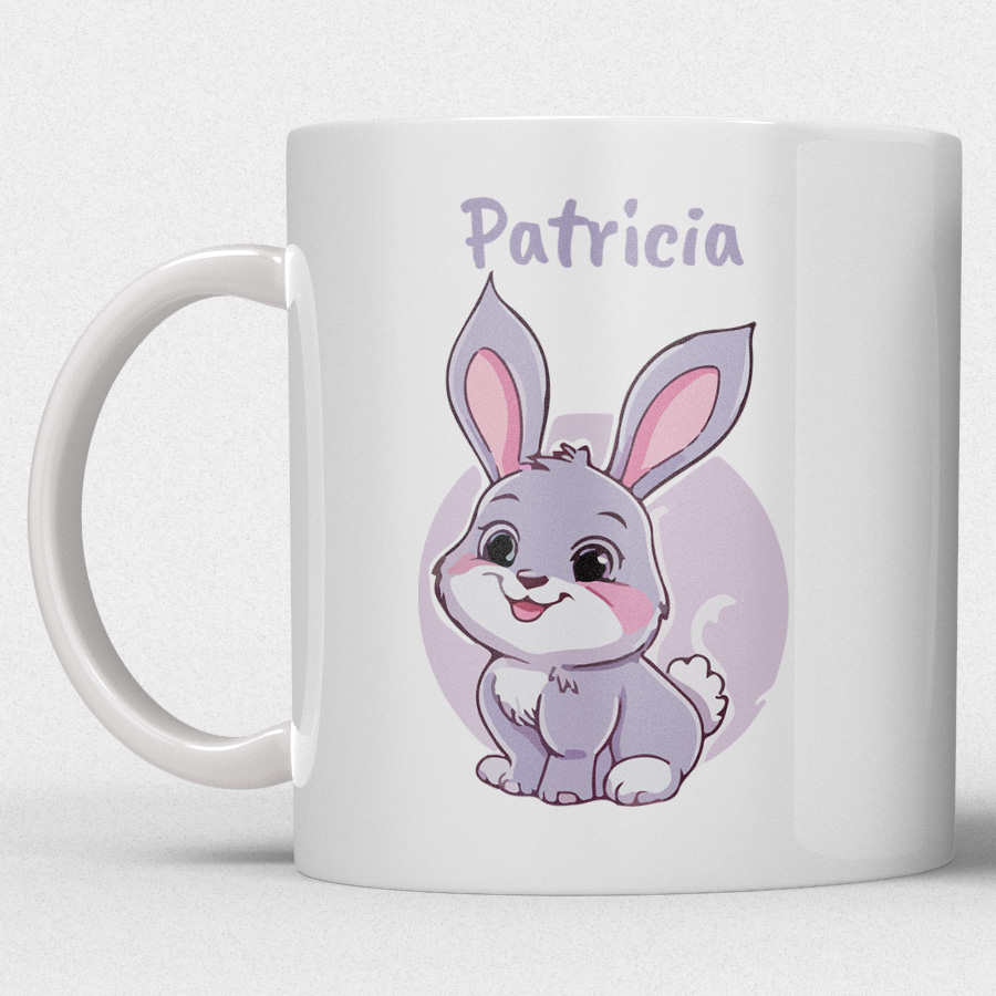 Gepersonaliseerde Mok voor kinderen met konijn