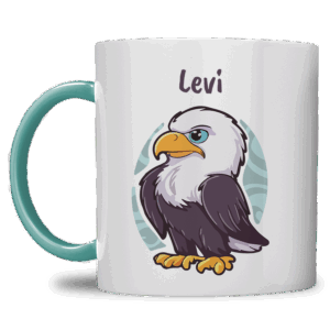 Kindermok met gier/adelaar en eigen naam in diverse kleuren