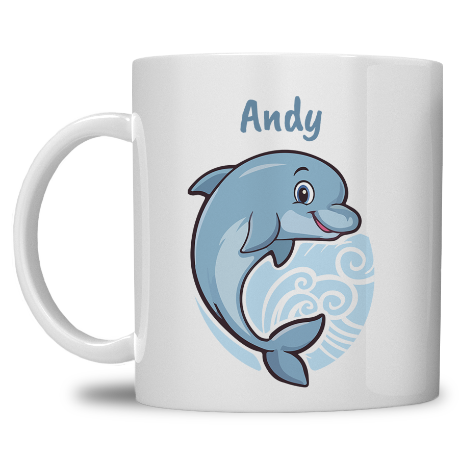 Kindermok met Dolfijn en eigen naam in diverse kleuren