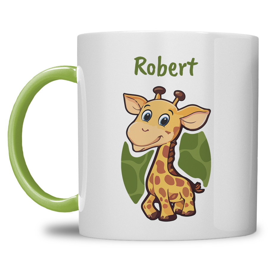 Kindermok met Giraf en eigen naam in diverse kleuren