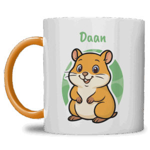 Kindermok met Hamster en eigen naam in diverse kleuren