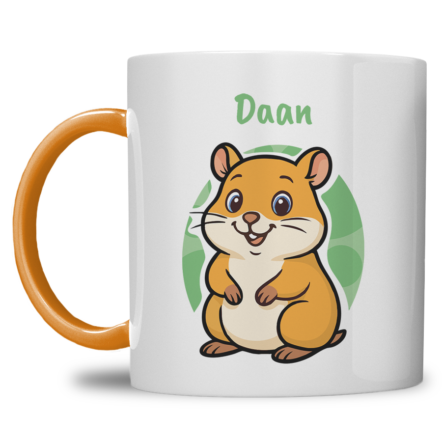 Kindermok met Hamster en eigen naam in diverse kleuren