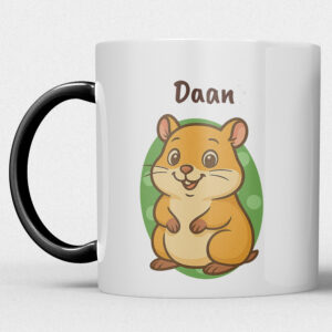 Kindermok met Hamster en eigen naam in diverse kleuren