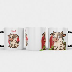 Kindermok met Koe en eigen naam in diverse kleuren