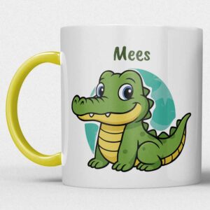 Kindermok met Krokodil en eigen naam in diverse kleuren