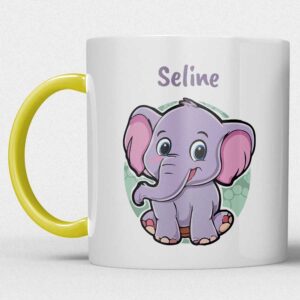 Kindermok met Olifantje en eigen naam in diverse kleuren