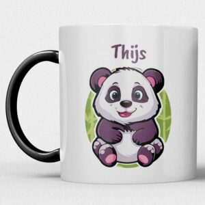 Kindermok met Panda en eigen naam in diverse kleuren