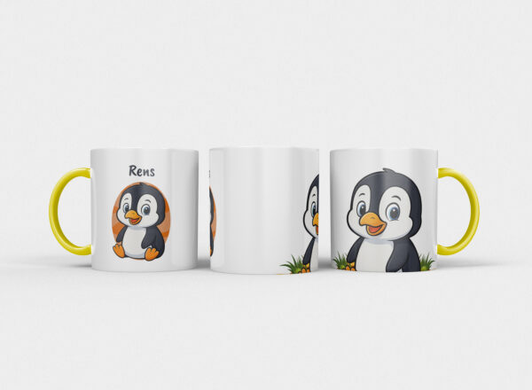 Kindermok met Pinguïn en eigen naam in diverse kleuren - Afbeelding 19