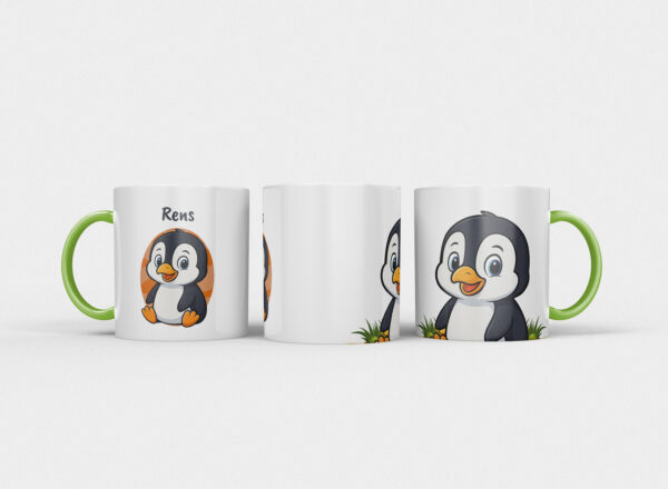 Kindermok met Pinguïn en eigen naam in diverse kleuren - Afbeelding 17