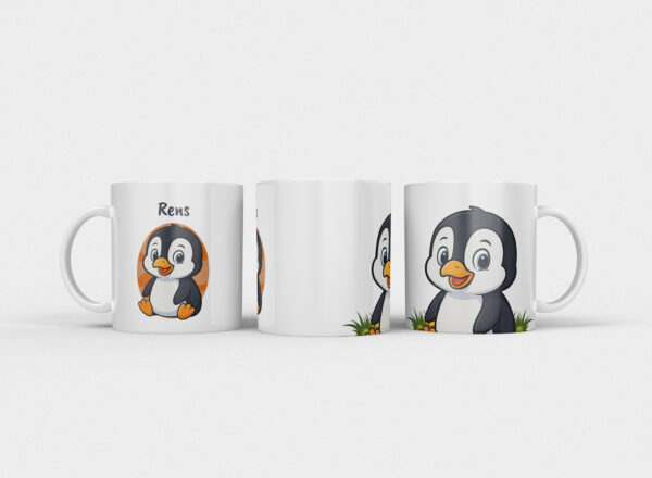 Kindermok met Pinguïn en eigen naam in diverse kleuren - Afbeelding 13