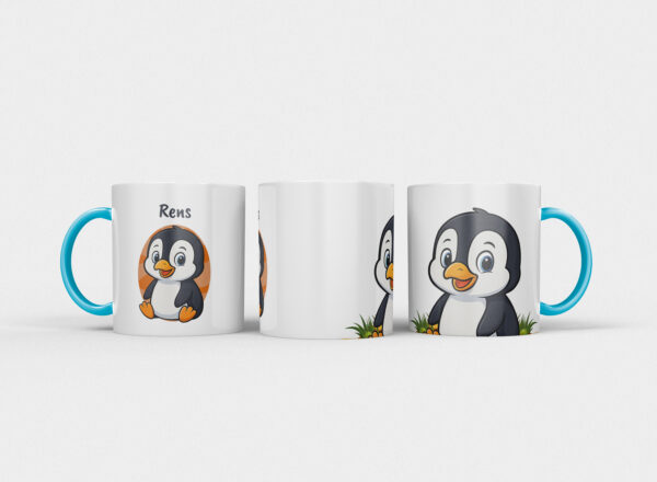 Kindermok met Pinguïn en eigen naam in diverse kleuren - Afbeelding 12