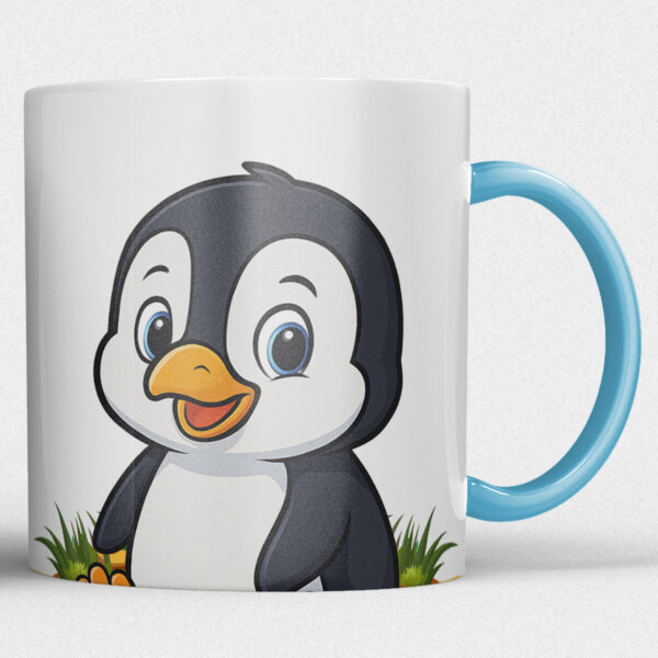 Kindermok met Pinguïn en eigen naam in diverse kleuren - Afbeelding 2