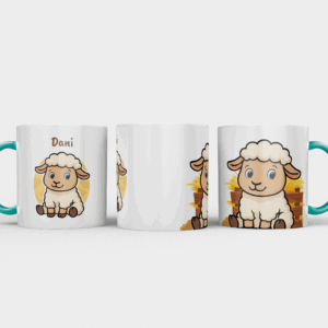 Kindermok met Schaapje en eigen naam in diverse kleuren