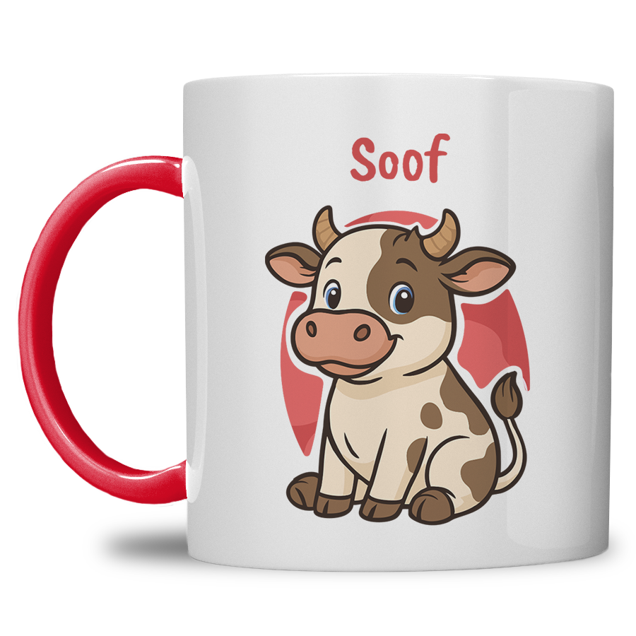 Kindermok met Koe en eigen naam in diverse kleuren