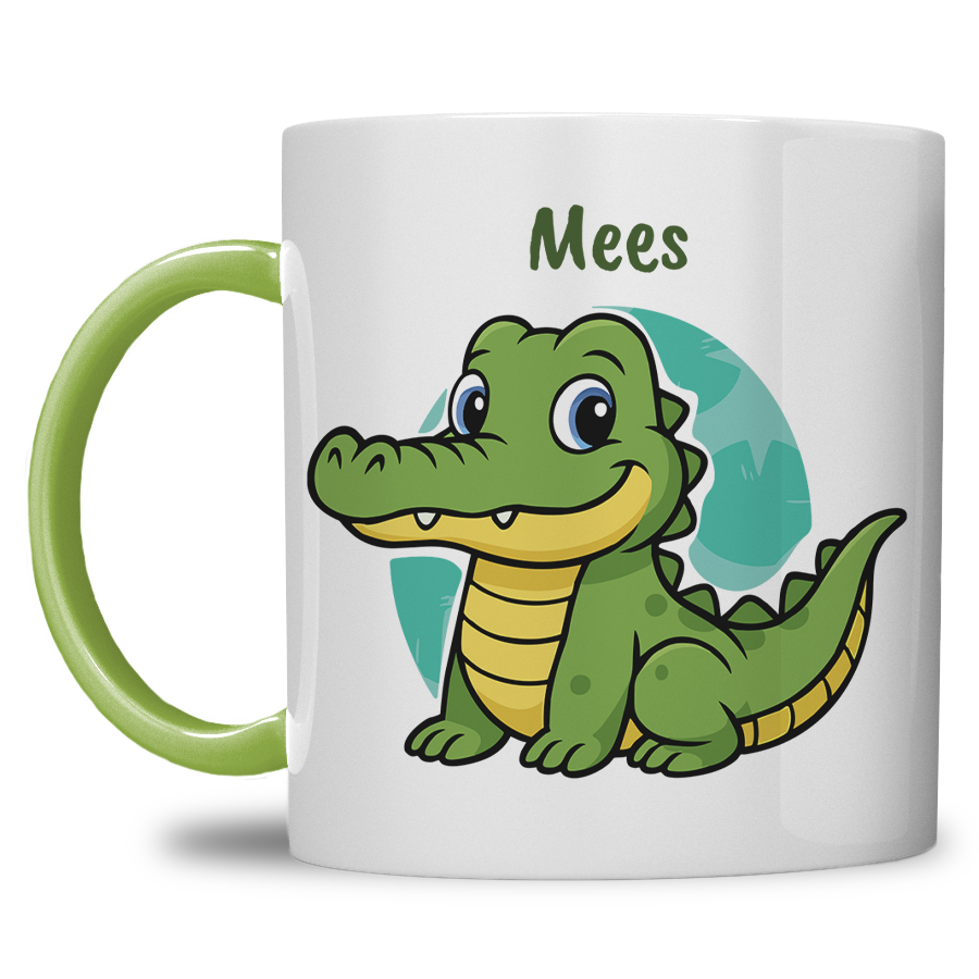 Kindermok met Krokodil en eigen naam in diverse kleuren