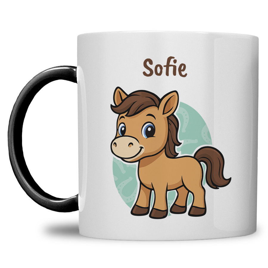 Kindermok met Paard en eigen naam in diverse kleuren