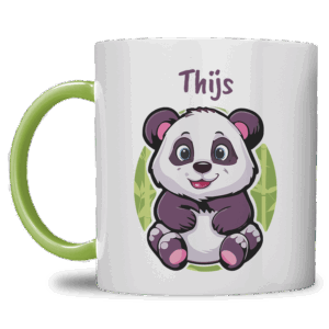 Kindermok met Panda en eigen naam in diverse kleuren