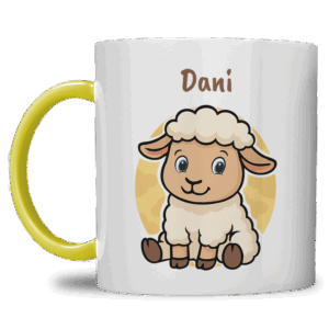 Kindermok met Schaapje en eigen naam in diverse kleuren