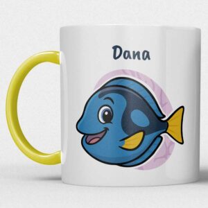 Kindermok met Blauwe Tropische Vis en Eigen Naam in diverse kleuren