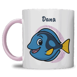 Kindermok met Blauwe Tropische Vis en Eigen Naam in diverse kleuren