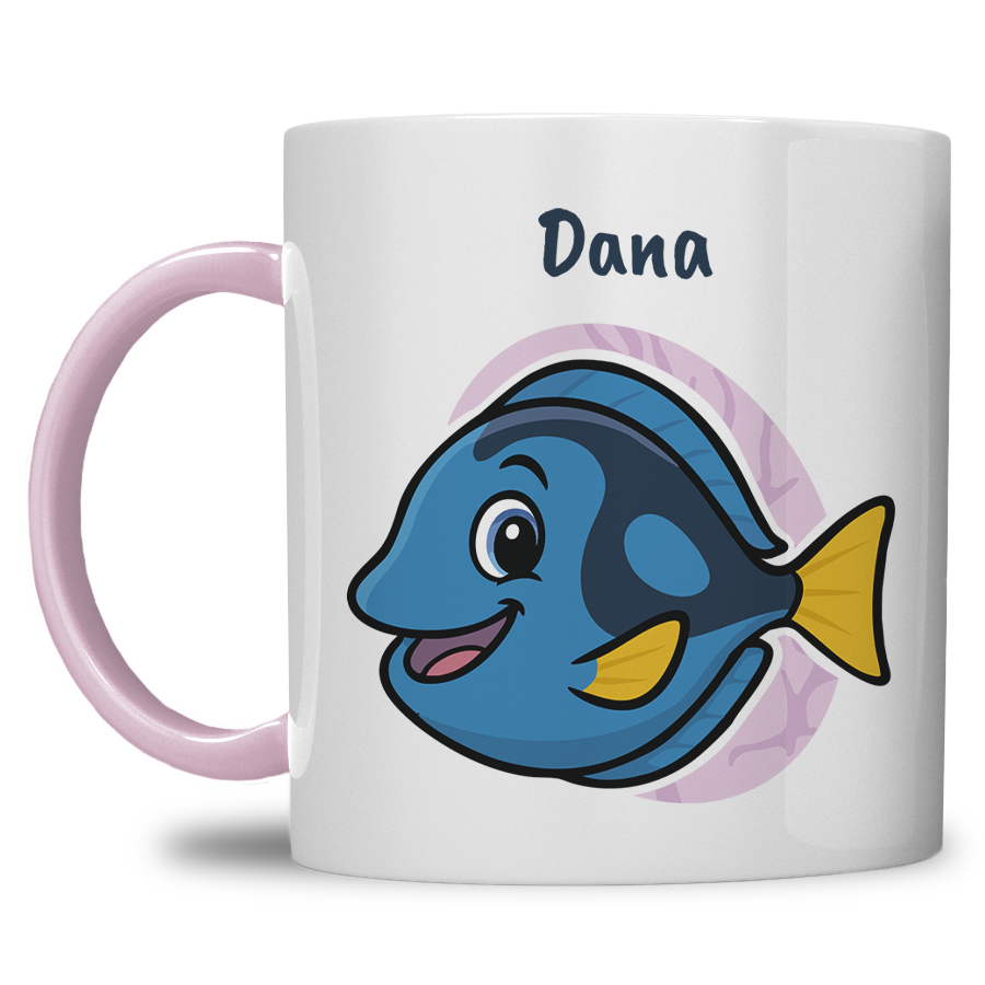 Kindermok met Blauwe Tropische Vis en Eigen Naam in diverse kleuren