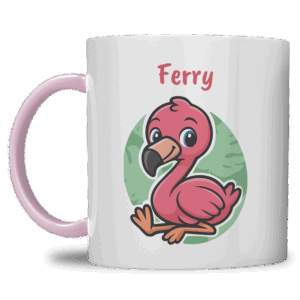 Kindermok met Ferry de Flamingo en Eigen Naam in diverse kleuren