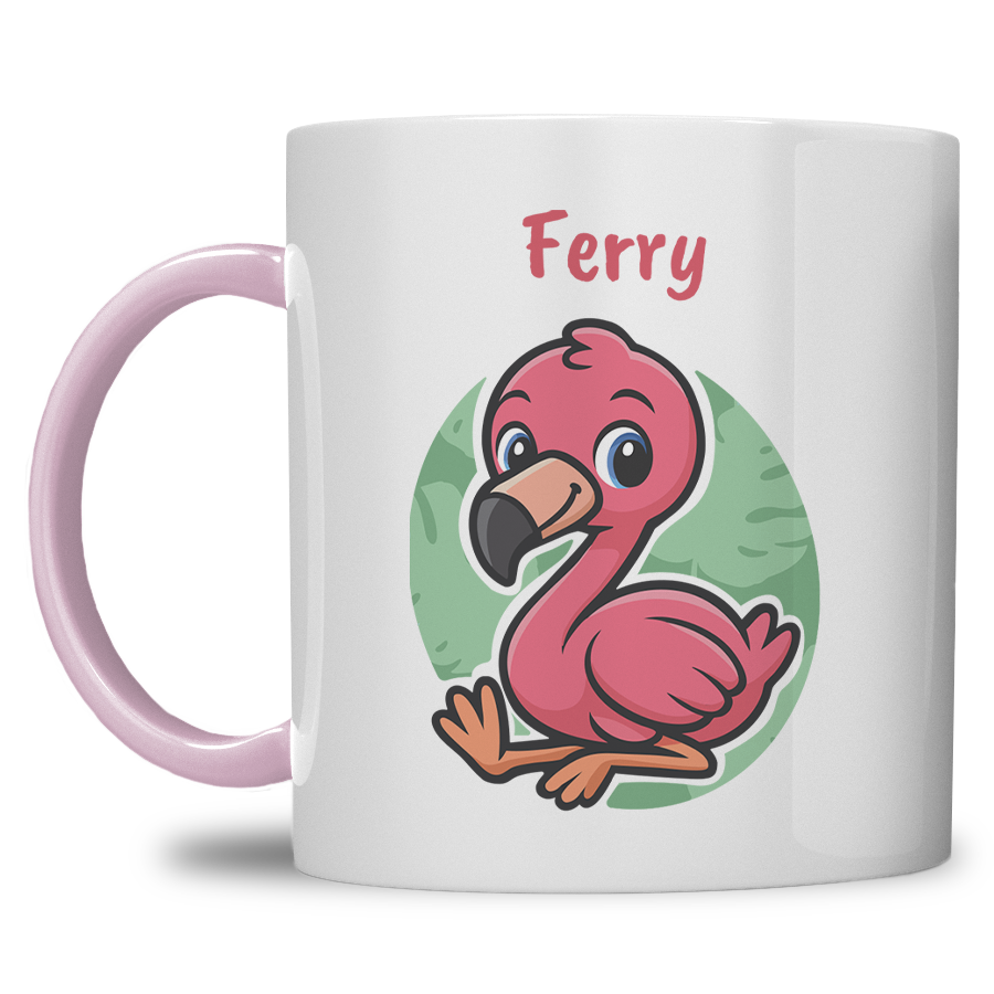 Kindermok met Ferry de Flamingo en Eigen Naam in diverse kleuren