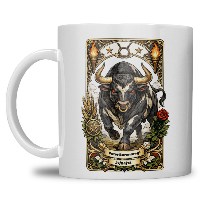 Gepersonaliseerde sterrenbeeld Stier Mok – Met Naam & Geboortedatum