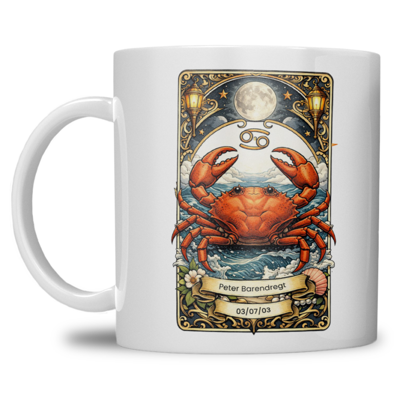 Gepersonaliseerde sterrenbeeld Kreeft Mok – Met Naam & Geboortedatum