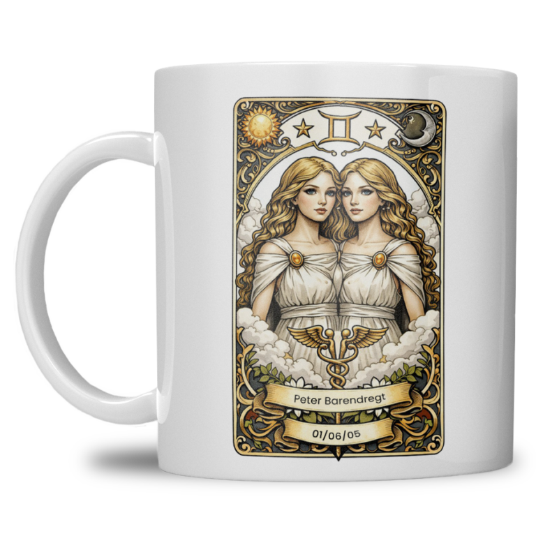 Gepersonaliseerde sterrenbeeld Tweelingen Mok – Met Naam & Geboortedatum