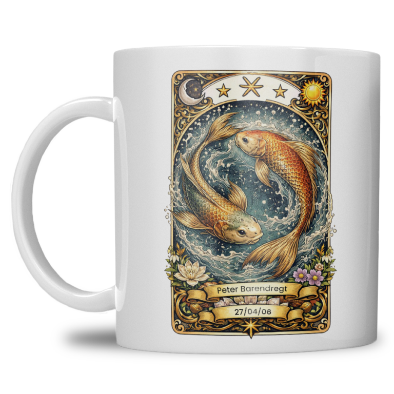 Gepersonaliseerde sterrenbeeld Vissen Mok – Met Naam & Geboortedatum