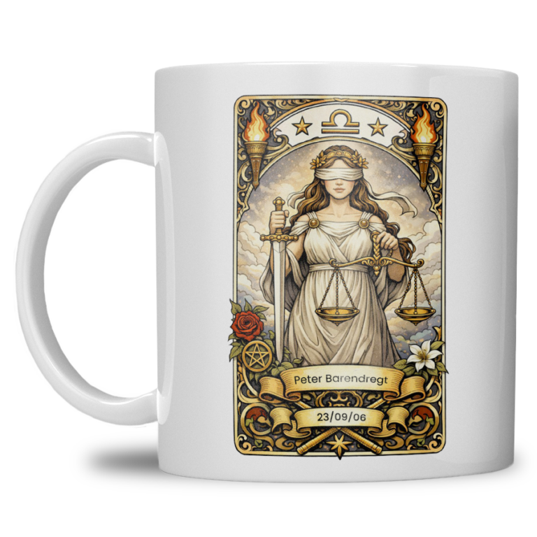 Gepersonaliseerde sterrenbeeld Weegschaal Mok – Met Naam & Geboortedatum
