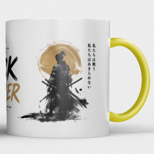 Gepersonaliseerde “Fuck Cancer” Mok – Samurai Waterverf Design met Awareness Ribbon en Naam