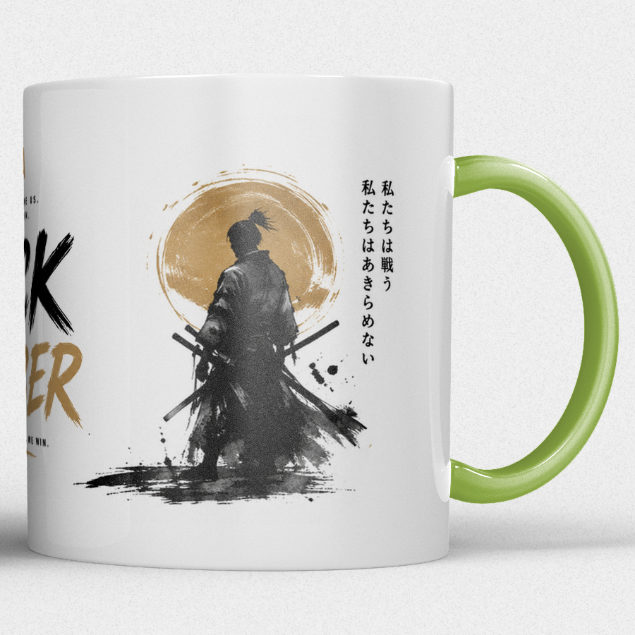 Gepersonaliseerde “Fuck Cancer” Mok – Samurai Waterverf Design met Awareness Ribbon en Naam - Afbeelding 4