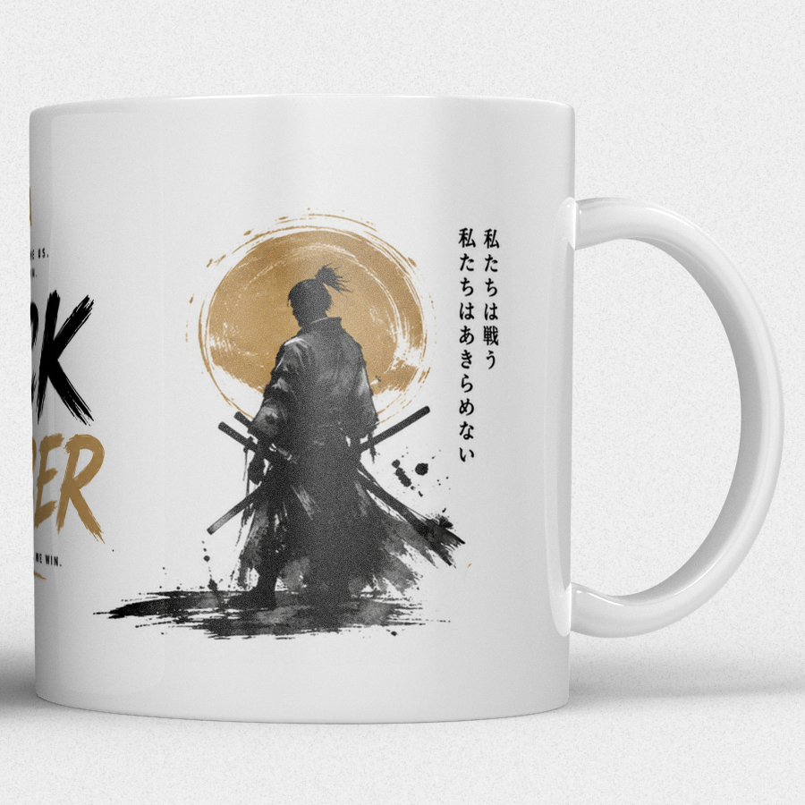Gepersonaliseerde “Fuck Cancer” Mok – Samurai Waterverf Design met Awareness Ribbon en Naam - Afbeelding 8