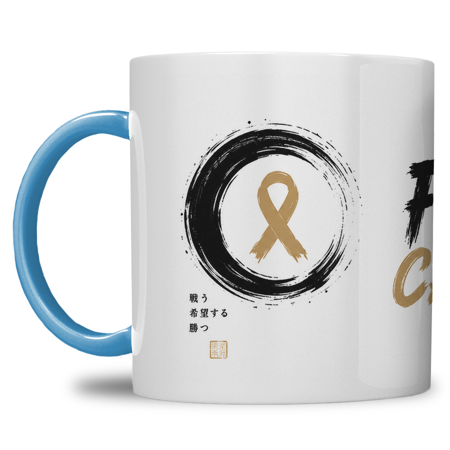 Gepersonaliseerde “Fuck Cancer” Mok – Samurai Waterverf Design met Awareness Ribbon en Naam - Afbeelding 21