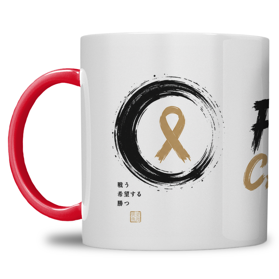 Gepersonaliseerde “Fuck Cancer” Mok – Samurai Waterverf Design met Awareness Ribbon en Naam - Afbeelding 24