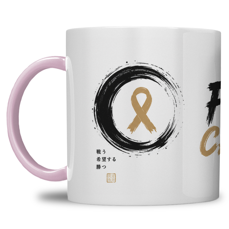Gepersonaliseerde “Fuck Cancer” Mok – Samurai Waterverf Design met Awareness Ribbon en Naam - Afbeelding 25