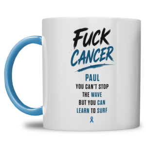 Gepersonaliseerde “Fuck Cancer” Mok – Golf Waterverf Design met Awareness Ribbon en Naam