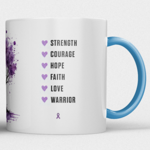 Gepersonaliseerde “Fuck Cancer” Mok – Boom & Awareness Ribbon Waterverf Design met Eigen Naam