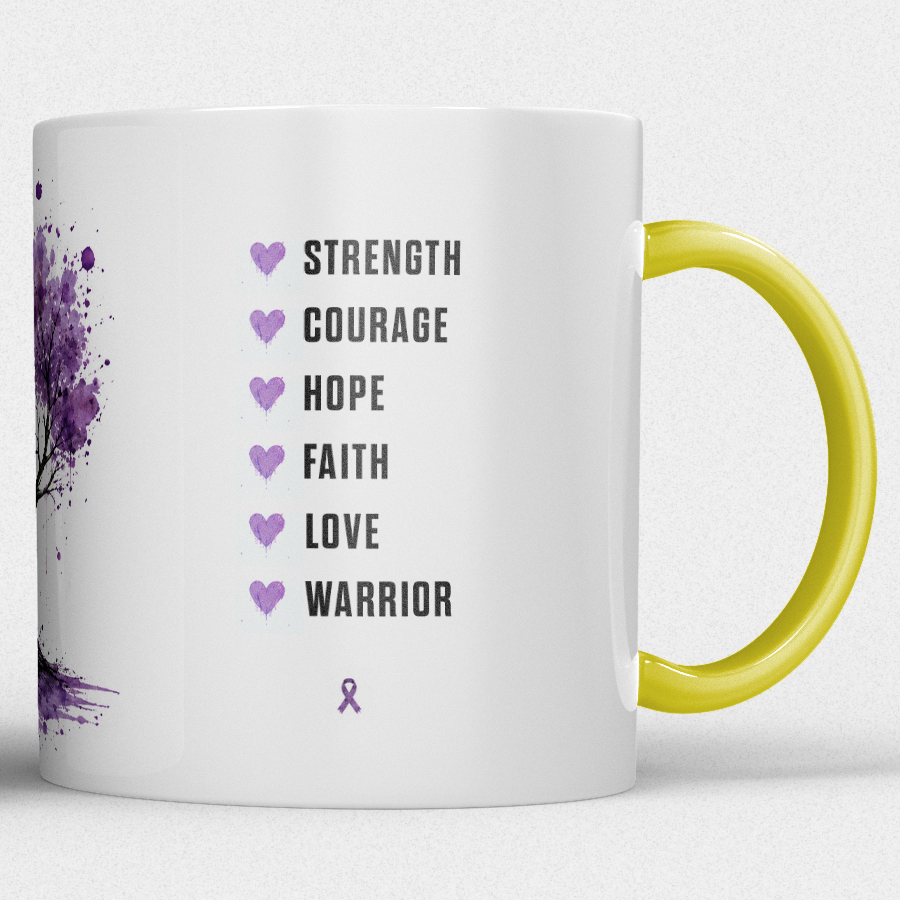 Gepersonaliseerde “Fuck Cancer” Mok – Boom & Awareness Ribbon Waterverf Design met Eigen Naam - Afbeelding 3