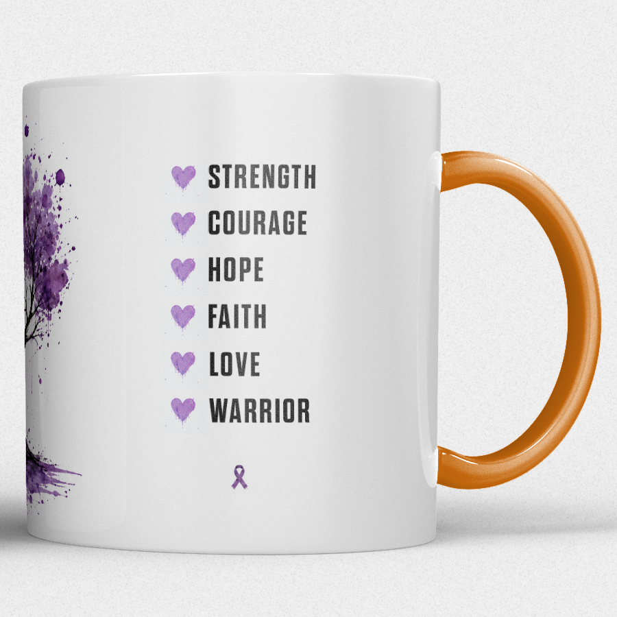 Gepersonaliseerde “Fuck Cancer” Mok – Boom & Awareness Ribbon Waterverf Design met Eigen Naam - Afbeelding 5