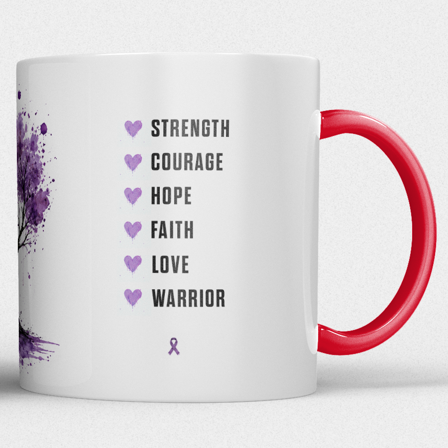 Gepersonaliseerde “Fuck Cancer” Mok – Boom & Awareness Ribbon Waterverf Design met Eigen Naam - Afbeelding 6