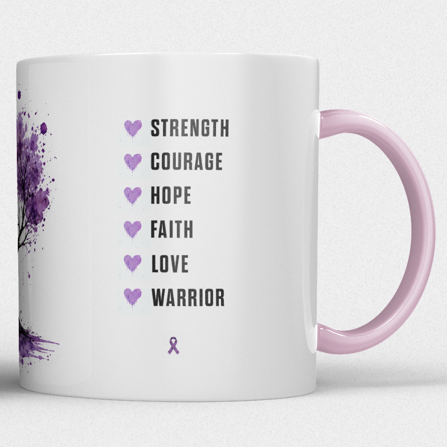 Gepersonaliseerde “Fuck Cancer” Mok – Boom & Awareness Ribbon Waterverf Design met Eigen Naam - Afbeelding 7