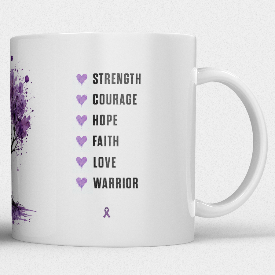 Gepersonaliseerde “Fuck Cancer” Mok – Boom & Awareness Ribbon Waterverf Design met Eigen Naam - Afbeelding 8