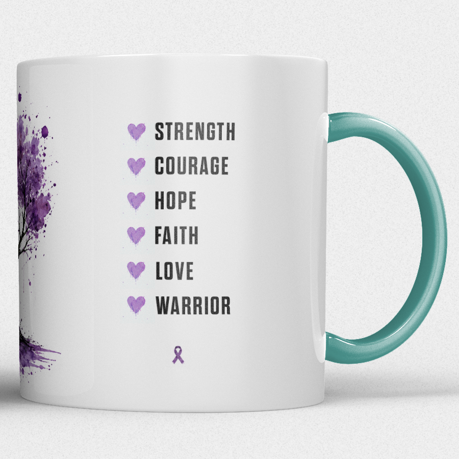 Gepersonaliseerde “Fuck Cancer” Mok – Boom & Awareness Ribbon Waterverf Design met Eigen Naam - Afbeelding 9
