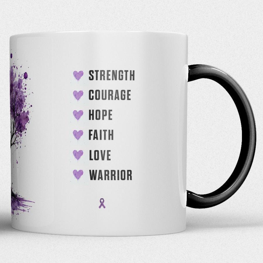 Gepersonaliseerde “Fuck Cancer” Mok – Boom & Awareness Ribbon Waterverf Design met Eigen Naam - Afbeelding 10