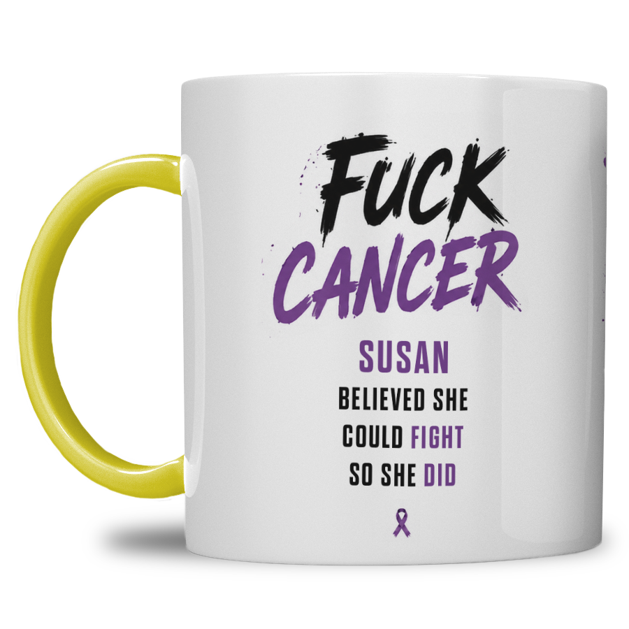 Gepersonaliseerde “Fuck Cancer” Mok – Boom & Awareness Ribbon Waterverf Design met Eigen Naam - Afbeelding 12