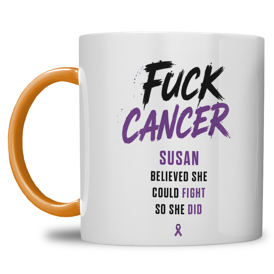 Gepersonaliseerde “Fuck Cancer” Mok – Boom & Awareness Ribbon Waterverf Design met Eigen Naam - Afbeelding 23